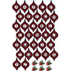 buffalo plaid alphabet ornament stickers