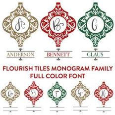 flourish tile monogram family full color font