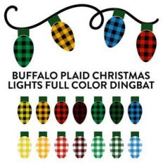 buffalo plaid christmas lights full color dingbat font