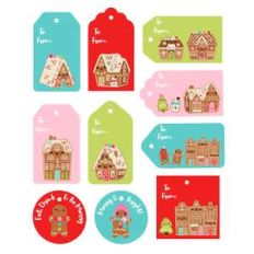 kawaii gingerbread house christmas gift tags