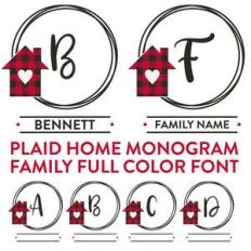 plaid home frames monogram family full color font