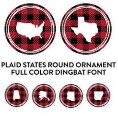 plaid states round ornaments full color dingbat font