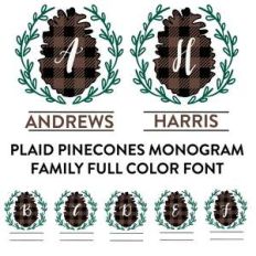 plaid pinecone monogram family full color font