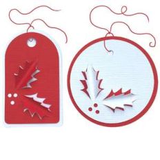 3d holly gift tags