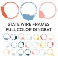 state wire frames full color dingbat font