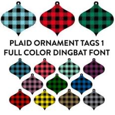 plaid ornament tags 1 full color dingbat font