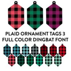 plaid ornament tags 3 full color dingbat font