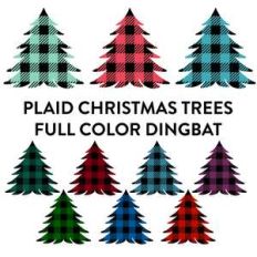 plaid christmas trees full color dingbat font