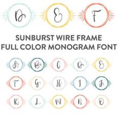 sunburst wire frame full color monogram font