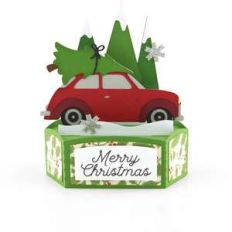 hexagon pop up card christmas car