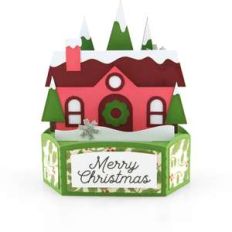 hexagon pop up card christmas house
