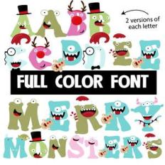 merry monsters color font