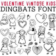 cg valentine vintage kids dingbats