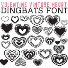 cg valentine vintage heart dingbats