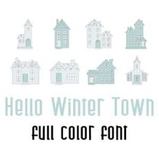 hello winter town full color font