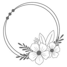 flower circle monogram frame