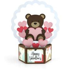 hexagon pop up card valentine bear