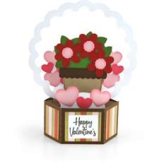 hexagon pop up card valentine flowers