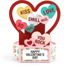 hexagon pop up card valentine hearts