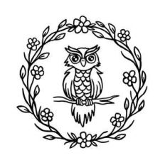 woodland owl with flower wreath