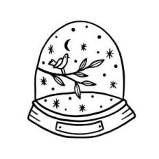 winter snowglobe bird on branch