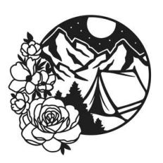 flower camping scene