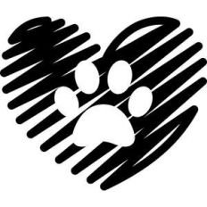 scribbled heart with paw