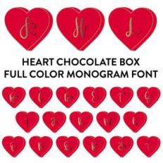 heart chocolate box full color monogram font