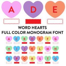 word hearts full color monogram font
