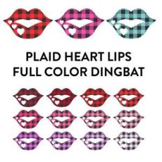 heart plaid lips full color dingbat
