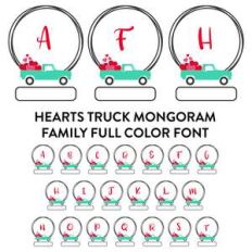 truck hearts frame monogram family full color font