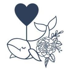 floral heart and a whale