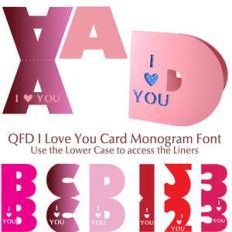 qfd i love you card monogram font