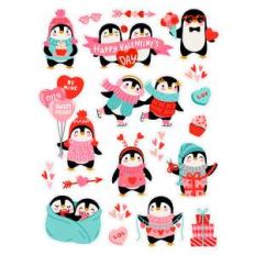 kawaii valentine's day penguin stickers
