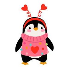 valentine's day penguin with hearts headband