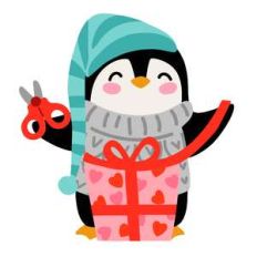 valentine's day penguin wrapping gift
