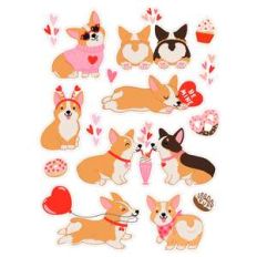 corgi valentine's day stickers