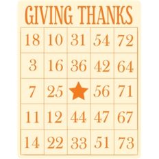 giving thanks bingo card
