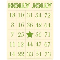 holly jolly christmas bingo card