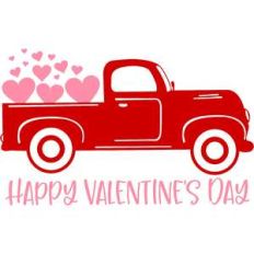 happy valentine's day red truck