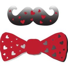 heart bowtie and moustache