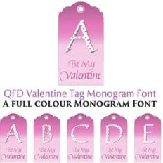 qfd valentine tag colour monogram font