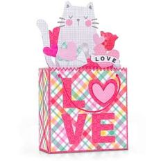 box card shopping bag valentine cat