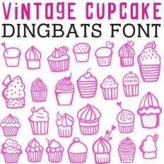 cg vintage cupcake dingbats