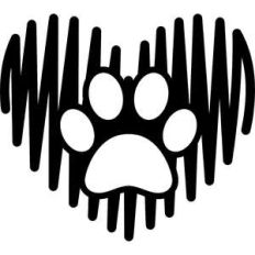 scribbled heart paw