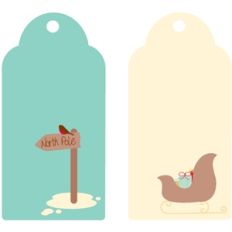 set of 2 illustrated christmas gift tags