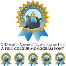 qfd seal of approval tag colour monogram font