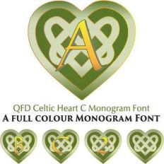 qfd celtic heart c colour monogram font