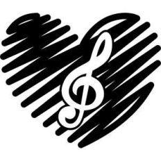 scribbled heart with musical note