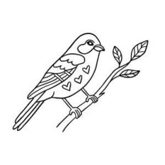 bird with branch and hearts